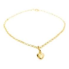 Imagem de Pulseira Portuguesa de Ouro 18k com Berloque Pingente Coração Elo Português Feminina