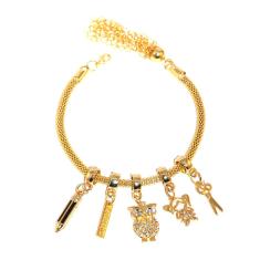 Imagem de Pulseira Berloques Pedagogia Lápis Tesoura Folheado Ouro 18k