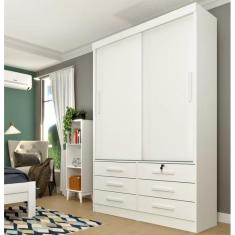 Imagem de Guarda Roupa 2 Portas 6 Gavetas Chicago - Tcil Móveis - Neve