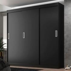 Imagem de Guarda-Roupa Solteiro Lisboa 3 Portas 2 Gavetas Preto - Evidencia Móveis