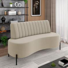 Imagem de Sofá Living Decorativo 2 Lugares 1,60M Katara Pés de Ferro Veludo Bege G33 - Gran Belo