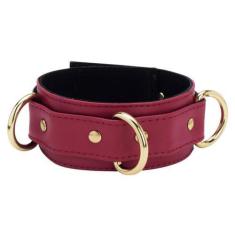 Imagem de Coleira Feminina Couro Legítimo Vermelho Choker Fantasia Haloween Garg