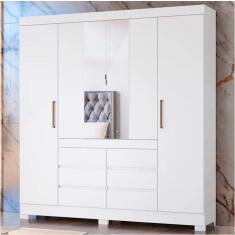Imagem de Guarda Roupa Casal 4 Portas, Espelho e 6 Gavetas Cádis - branco