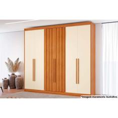 Imagem de Guarda Roupa Casal 6 Portas (2 Ripadas) e 8 Gavetas Grécia Cinamomo/Off White - Conquista