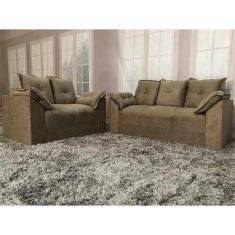 Imagem de Jogo de Sofá de 2 e 3 Lugares Braços com Almofada Caramelo