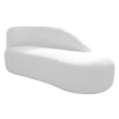 Imagem de Divã Recamier Curvo Luna 160cm Lado Direito Suede - Doce Sonho Móveis Branco