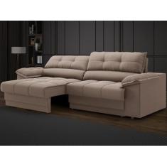 Imagem de Sofá com Carregador USB Retrátil Reclinável Mimo 2,30m Velosuede Marro