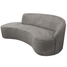Imagem de Sofá Curvo 02 Lugares 150cm Braço Esquerdo Eron Poliéster Cinza Claro