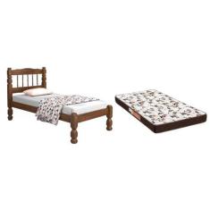 Imagem de Cama Solteiro Colchão D20 Madeira Maciça Torneada 88X188x12 - Digo.Cas