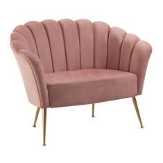 Imagem de Sofá Pétala Slim Veludo Rosa Aço Dourado - DAF Mobiliário