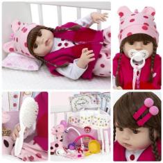 Imagem de Boneca Bebe Reborn Girafinha Silicone 25 Itens com Bolsa - Cegonha Reb