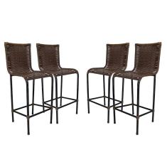 Imagem de Kit 4 Banquetas Alta Diplomata Fibra Sintética Argila