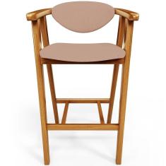 Imagem de Banqueta Alta Para Cozinha Bancada Bar Sala De Jantar Fixa Cecília L02 Linho Rosê