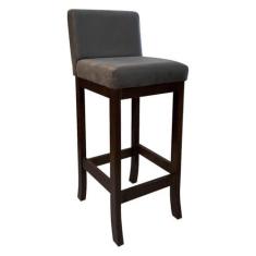 Imagem de Banqueta Alta de Madeira Estofada Capuccino Melody Suede Cinza