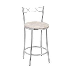 Imagem de Kit 2 Banquetas Cromadas BC51C de Metal e Assento Espuma D15 Treparoni - bege