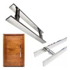 Imagem de Par Puxador Inox Porta Alumi Madeira Vidro 30Cm Barra Chata