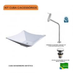 Imagem de Kit Cuba L34 Com Torneira Link 1062 Metal E Válvula Click 1''G Compace 