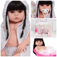 Imagem de Boneca Reborn Bebê Com Chupeta Bolsa Pelúcia Coelhinho - Cegonha Rebor