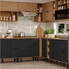 Imagem de Balcão Para Cozinha Canto Reto Toscana Espresso Móveis Freijó/Nero