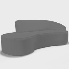 Imagem de Sofá 3 Lugares Curvo Sala de Estar Living Firenze Direito D02 Corano Cinza 210 cm C-03 - Lyam