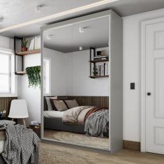 Imagem de Guarda-roupa Solteiro 100% Mdf Bp com 2 Portas de Espelho Geneve Urbi