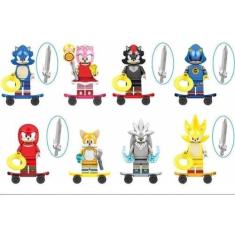 Imagem de Boneco Blocos De Montar Sonic Tails Knuckles Silver Shadow - Mega Bloc