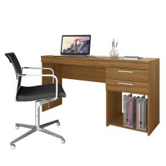 Imagem de Escrivaninha Mesa Office Escritório 2 Gavetas Notável Marrom