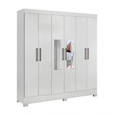 Imagem de Guarda Roupa Casal 06 Portas Pratico Branco Com Espelho Demobile Branco