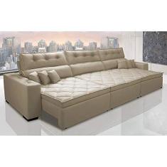 Imagem de Sofá Retrátil e Reclinável 3,52m Austin com Molas no Assento Tecido Suede Velusoft Bege