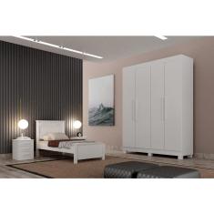 Imagem de Guarda Roupa Solteiro 4 Portas 2 Gavetas - Canadá-Branco - Leifer Móveis