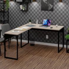 Imagem de Mesa de Canto em L Escrivaninha Industrial 135x150cm Carvalho