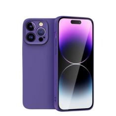 Imagem de Capa macia de silicone líquido de luxo para iPhone 14 Plus 13 12 11 Pro Max Proteção de câmera à prova de choque capa de TPU de cor sólida, roxo escuro, para iPhone 13