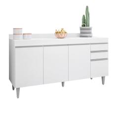 Imagem de Balcão Cozinha Lorena 160cm Branco c/ Tampo - Vallisa Decor