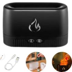 Imagem de Difusor Umidificador De Ar Óleo Essencial Chama 230ml Led Cor Preto