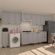 Imagem de Cozinha Completa Iluminata 12 Portas 3 Gavetas 100% Mdf Branco/Fendi -