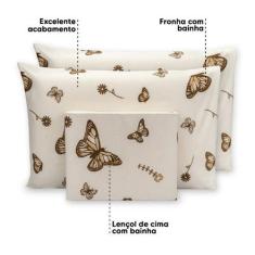 Imagem de Lençol Queen De Cima 3 Pçs Bainha Estampado Percal 180 Fios - Bem Me Q