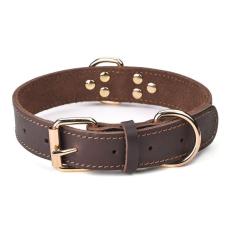 Imagem de Coleira de cachorro DAIHAQIKO Leather Heavy Duty para cães grandes - Brow