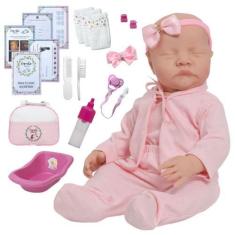 Imagem de Boneca Reborn Pode Dar Banho C/ Acessórios Fofinha Brinquedo - Cegonha