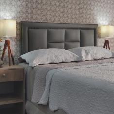 Imagem de Cabeceira Cama Casal Módena V2H4 Diamond Corano Cinza 60 rbl