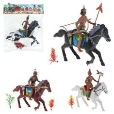 Imagem de Bonecos Indios Apache Com Cavalos Faroeste Brinquedo - Art