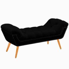 Imagem de Recamier Calçadeira Solteiro 100cm Ayla Veludo Preto - Montanaris Deco