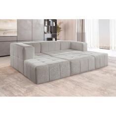 Imagem de Sofá Box Modular 3 Lugares Bouclé Cinza . Cinza