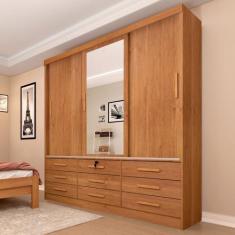 Imagem de Guarda-Roupa Casal Chicago 3 Portas 9 Gavetas Com Espelho Cinamomo - T