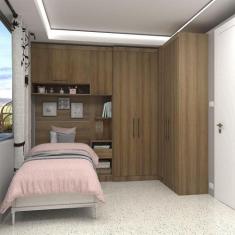 Imagem de Quarto Canto Solteiro Guarda-roupas Cabeceira Mesa Luciane - KIT