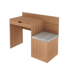 Imagem de Escrivaninha Com Puff 1 Gaveta 107,3x84,5x46,5 cm Amêndoa - Tecnomobil