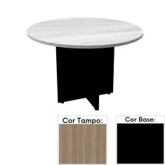Imagem de Mesa de Reunião Redonda 110 x 110 cm Pé Painel PE25 em MDP Cor Noce Naturalle e Base Preta
