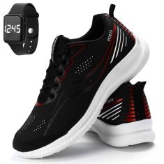 Imagem de Tênis Masculino Corrida Academia Leve e Macio Kit Com Relógio-Masculino