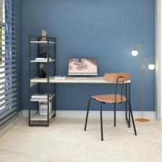 Imagem de Escrivaninha Com Estante Industrial Com 4 Prateleiras - Preto/Snow