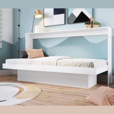 Imagem de Cama de Solteiro Articulável Horizontal com Estação de Trabalho Latino Art In Móveis Branca