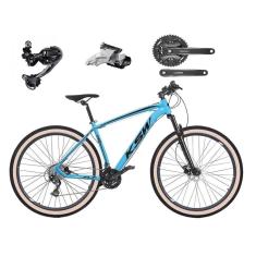 Imagem de Bicicleta Aro 29 Ksw Xlt Câmbio Traseiro Shimano Deore e Altus 27v Freio Hidráulico Garfo Com Trava Pneu Faixa Bege - Azul